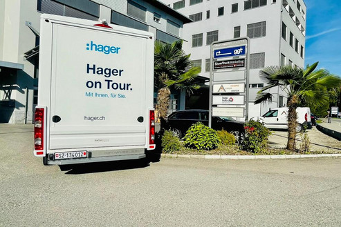 Back of the Hager InfoWheels with branding